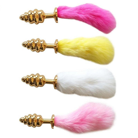 5" ANIMAL 4-COLORED TAIL SPIRAL GOLDEN PLUG  pluglust