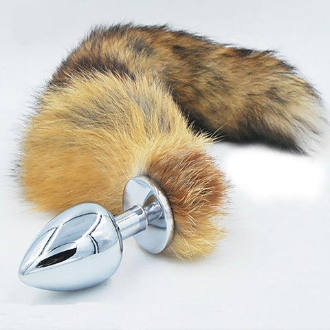 14" BROWN CAT TAIL 3 SIZES STAINLESS STEEL PLUG  pluglust