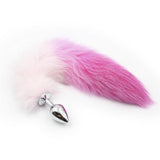 WHITE WITH PINK CAT/FOX TAIL 3 SIZES STAINLESS STEEL PLUG  pluglust