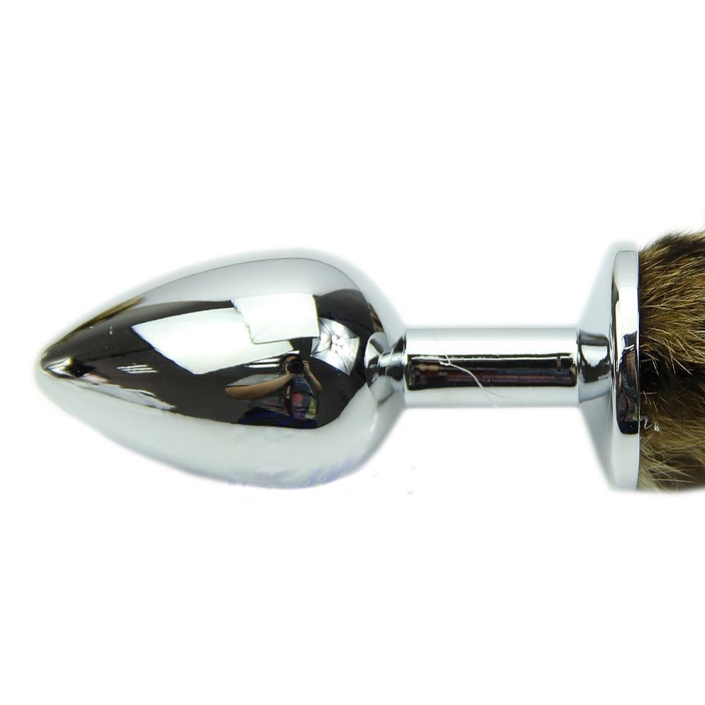 8" Tail Khaki Raccoon Stainless Steel Plug PlugLust 8" Tail Khaki Raccoon Stainless Steel Plug PlugLust