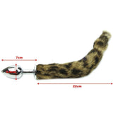 8" TAIL KHAKI AND BLACK RACCOON TAIL STAINLESS STEEL PLUG  pluglust