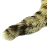 8" TAIL KHAKI AND BLACK RACCOON TAIL STAINLESS STEEL PLUG  pluglust