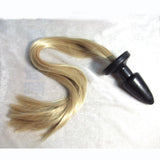 16" PONY TAIL BLACK SILICONE PLUG  pluglust