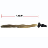 16" PONY TAIL BLACK SILICONE PLUG  pluglust