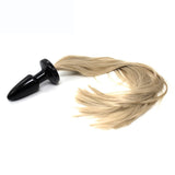 16" PONY TAIL BLACK SILICONE PLUG  pluglust