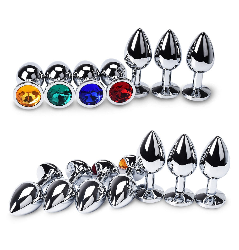 Jeweled 3" Stainless Steel Princess Butt Plugs (10 Colors) PlugLust Jeweled 3" Stainless Steel Princess Butt Plugs (10 Colors) PlugLust