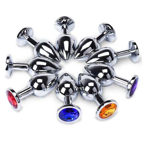 7 COLORS JEWELED 3" STAINLESS STEEL PLUG