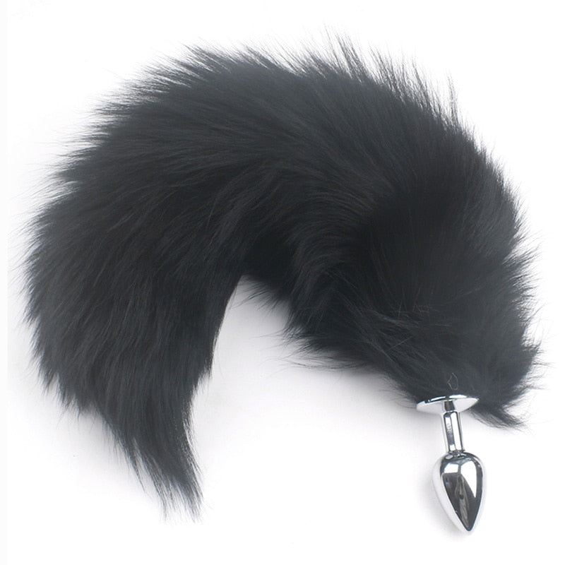 Black Cat Tail Stainless Steel Plug PlugLust Black Cat Tail Stainless Steel Plug PlugLust