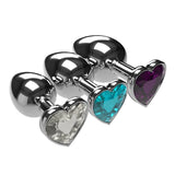 3 SIZES 10 COLORS JEWELED HEART-SHAPED STAINLESS STEEL PLUG