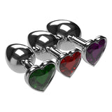 3 SIZES 10 COLORS JEWELED HEART-SHAPED STAINLESS STEEL PLUG