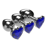 3 SIZES 10 COLORS JEWELED HEART-SHAPED STAINLESS STEEL PLUG