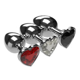 3 SIZES 10 COLORS JEWELED HEART-SHAPED STAINLESS STEEL PLUG