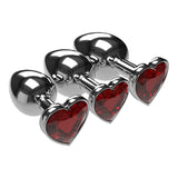 3 SIZES 10 COLORS JEWELED HEART-SHAPED STAINLESS STEEL PLUG