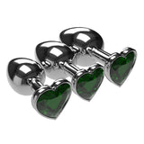 3 SIZES 10 COLORS JEWELED HEART-SHAPED STAINLESS STEEL PLUG