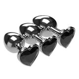 3 SIZES 10 COLORS JEWELED HEART-SHAPED STAINLESS STEEL PLUG