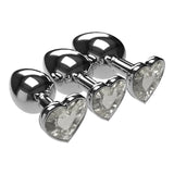 3 SIZES 10 COLORS JEWELED HEART-SHAPED STAINLESS STEEL PLUG