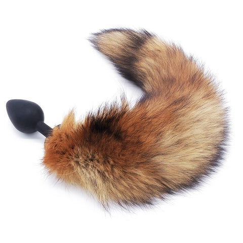 14&quot; - 16&quot; BROWN FOX TAIL TPE PLUG Black pluglust