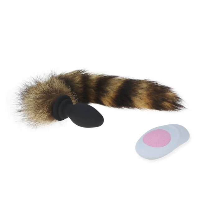 White Fox/Cat Vibrating Silicone Tail PlugLust White Fox/Cat Vibrating Silicone Tail PlugLust
