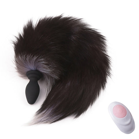 GREY BLACK TAIL SILICONE PLUG