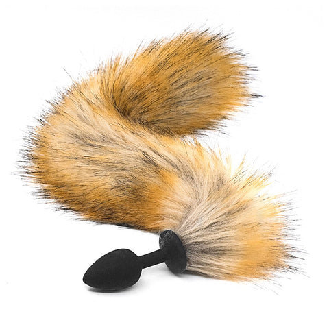 18" TAIL BROWN FOX TAIL SILICONE PLUG