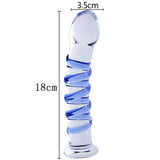 Blue Double Head Glass Dildo