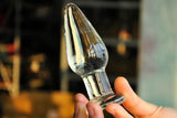 4" SEMI-POINTED PYREX CRYSTAL BUTT PLUG  pluglust
