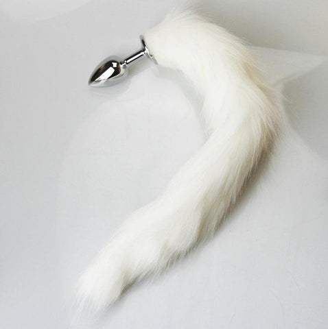 16" WHITE FOX TAIL METAL PLUG  pluglust