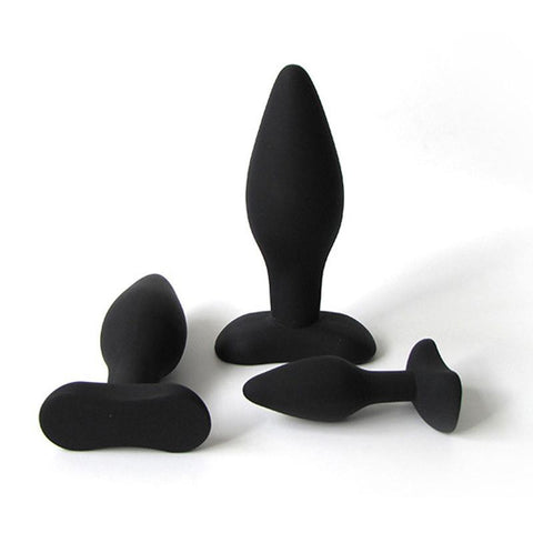 3 SIZE OPTION BLACK SILICONE PLUG  pluglust