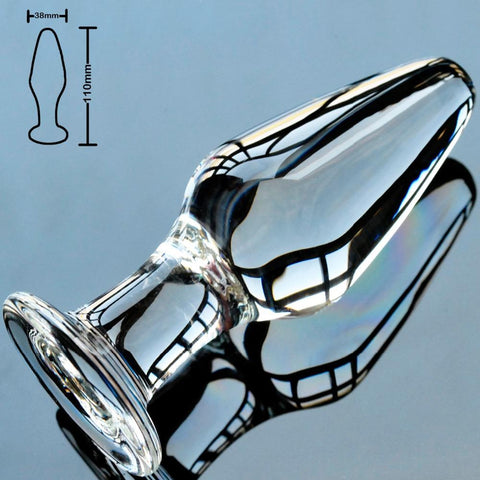 4" SEMI-POINTED PYREX CRYSTAL BUTT PLUG  pluglust