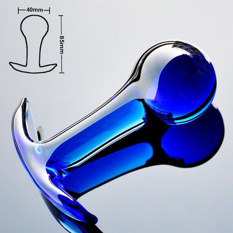 3&quot; BALL HEAD CRYSTAL BLUE BUTT PLUG  pluglust