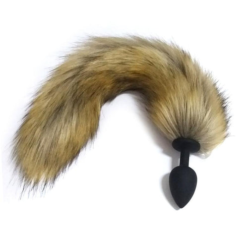 15&quot; BROWN CAT TAIL SILICONE PLUG  pluglust