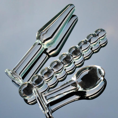 3 PIECE TRANSPARENT PYREX GLASS PLUG SET  pluglust
