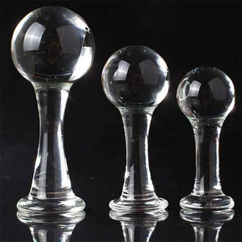 3 SIZES BIG BALL-SHAPED HEAD TRANSPARENT BUTT PLUG  pluglust