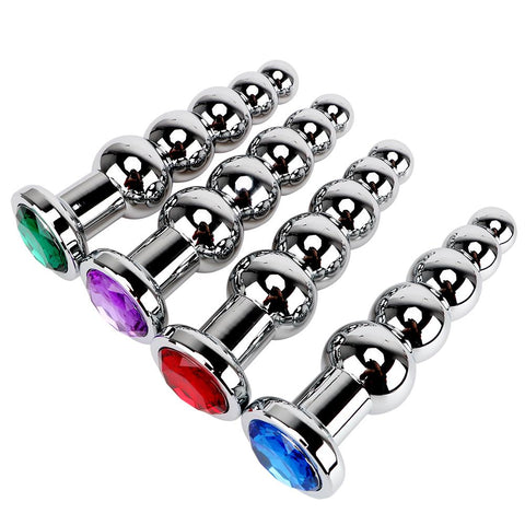 MULTI COLOR JEWEL-PLATED WITH 5 BALLS STAINLESS STEEL PLUG  pluglust