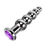 MULTI COLOR JEWEL-PLATED WITH 5 BALLS STAINLESS STEEL PLUG Purple pluglust