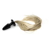 16" PONY TAIL BLACK SILICONE PLUG  pluglust