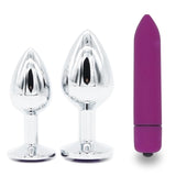 PURPLE JEWELED 3" STAINLESS STEEL PRINCESS PLUG  pluglust