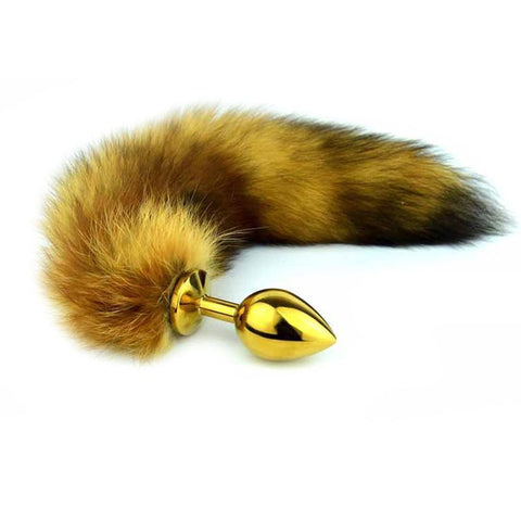 14" BROWN FOX TAIL STAINLESS STEEL PLUG  pluglust