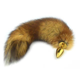 14" BROWN FOX TAIL STAINLESS STEEL PLUG Large Gold pluglust