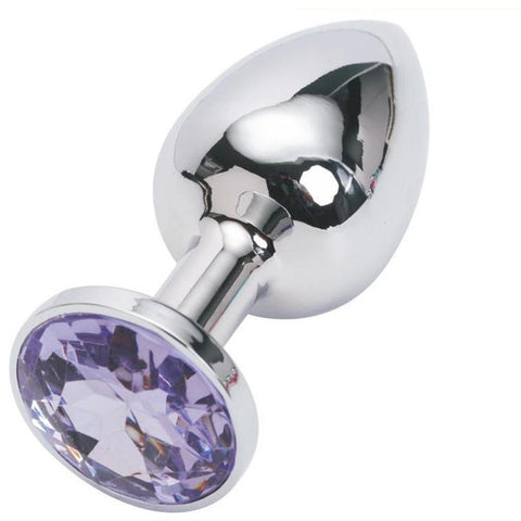 RANDOM COLOR JEWELED 4" LARGE STAINLESS STEEL PLUG  pluglust