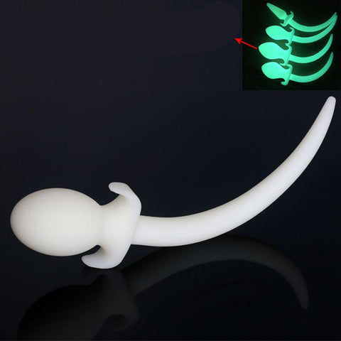 8&quot; DOG TAIL GLOW IN THE DARK SILICONE PLUG  pluglust