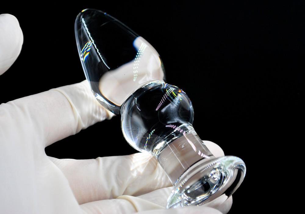 2 Beads 4" Crystal Glass Butt Plug  Pluglust