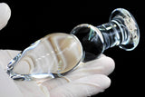 2 BEADS 4" CRYSTAL GLASS BUTT PLUG  pluglust