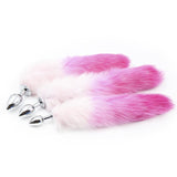 WHITE WITH PINK CAT/FOX TAIL 3 SIZES STAINLESS STEEL PLUG  pluglust