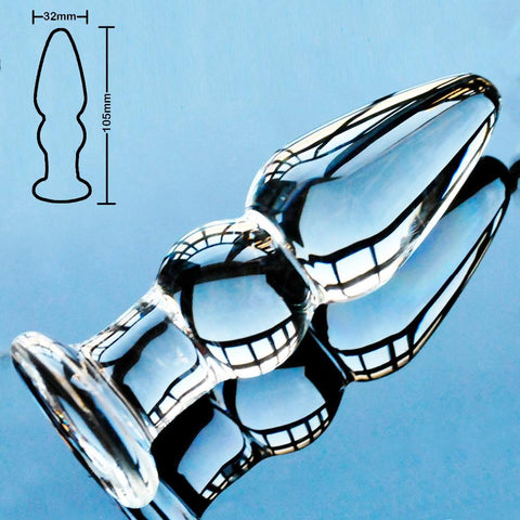 2 BEADS 4" CRYSTAL GLASS BUTT PLUG  pluglust