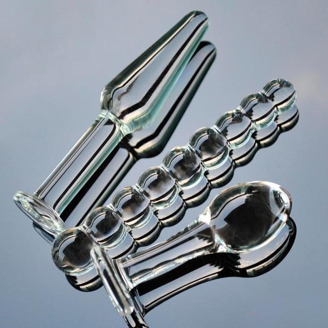 3 Pieces Transparent Glass Butt Plug  PlugLust