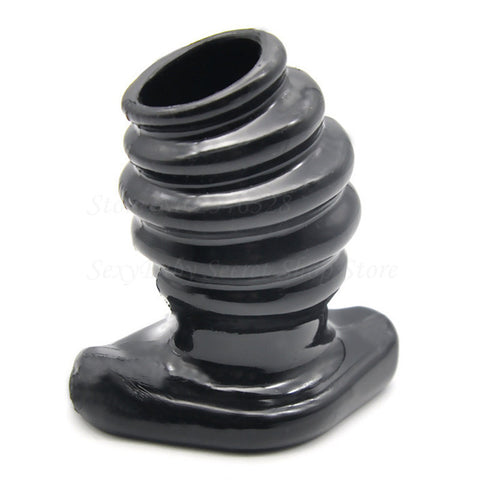 Soft Hollow Ribbed Anal Dilator Plug - 4 Colors