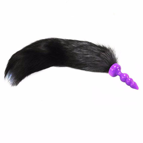 16&quot; BLACK CAT TAIL SILICONE PLUG  pluglust