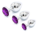 3 PIECES MULTI COLOR JEWEL-PLATED STAINLESS STEEL PLUG Metal / Purple pluglust