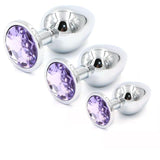 3 PIECES MULTI COLOR JEWEL-PLATED STAINLESS STEEL PLUG Metal / Light Purple pluglust